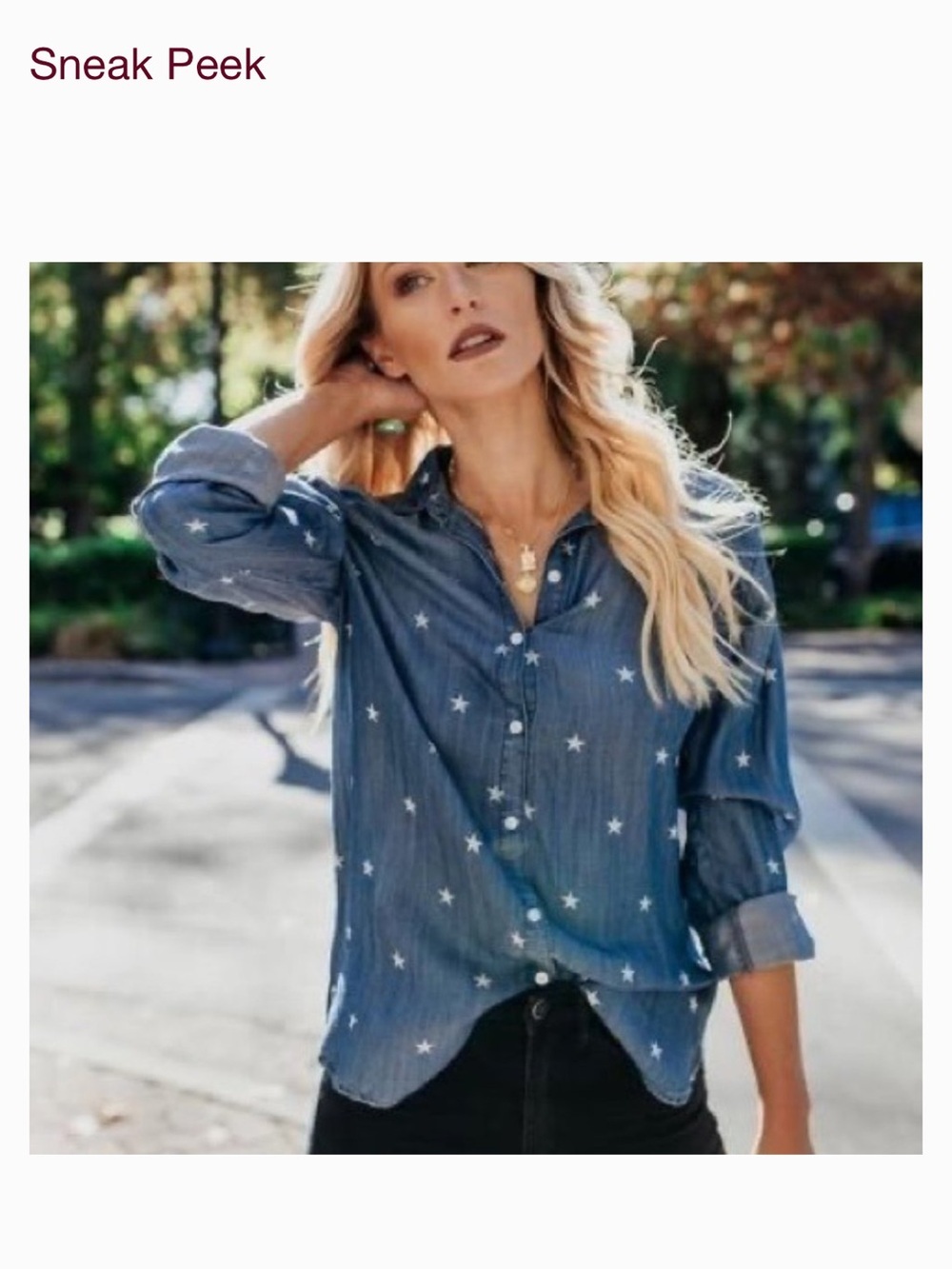 Sneak Peek Blue Star-Print Button Down Shirt
